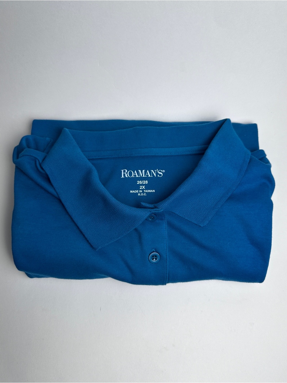 NWT Roaman’s Women’s 2X 26/28 Blue Oversized Polo Tunic Top